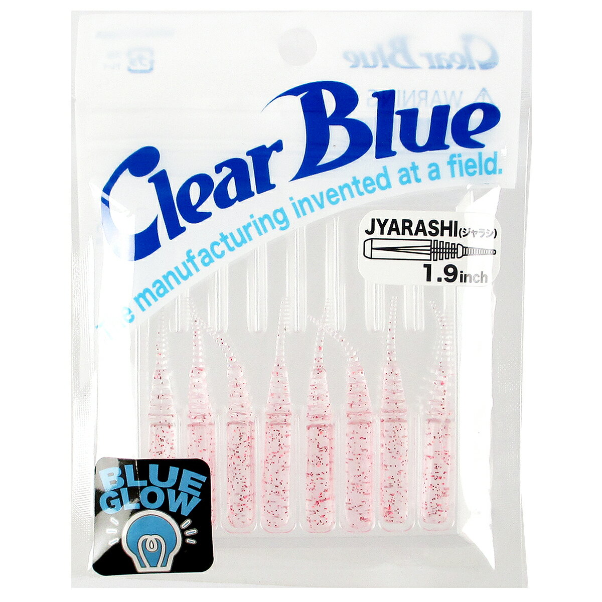 【お買い物マラソン！3点購入でP最大28倍！】【現品限り】 クリアブルー ワーム ジャラシ 1.9インチ BGレッド【ゆうパケット】