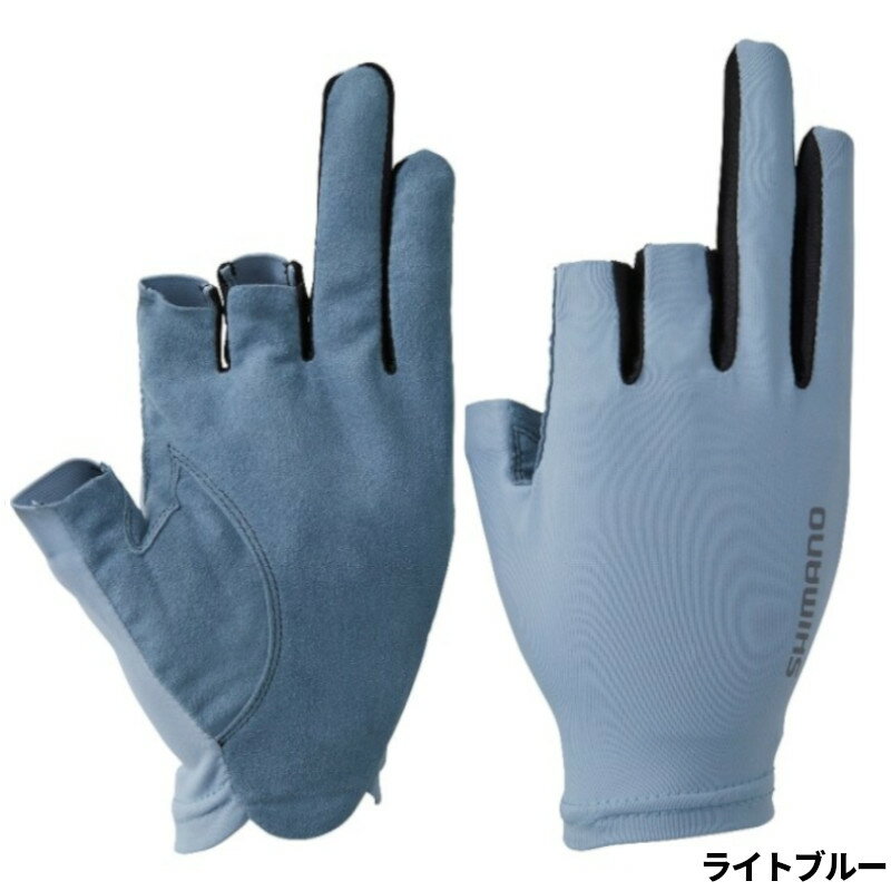 乐天商城 - 【現品限り】 シマノ グローブ センシティブ グローブ 3 XL ライトブルー GL-006V 3本切【ゆうパケット】