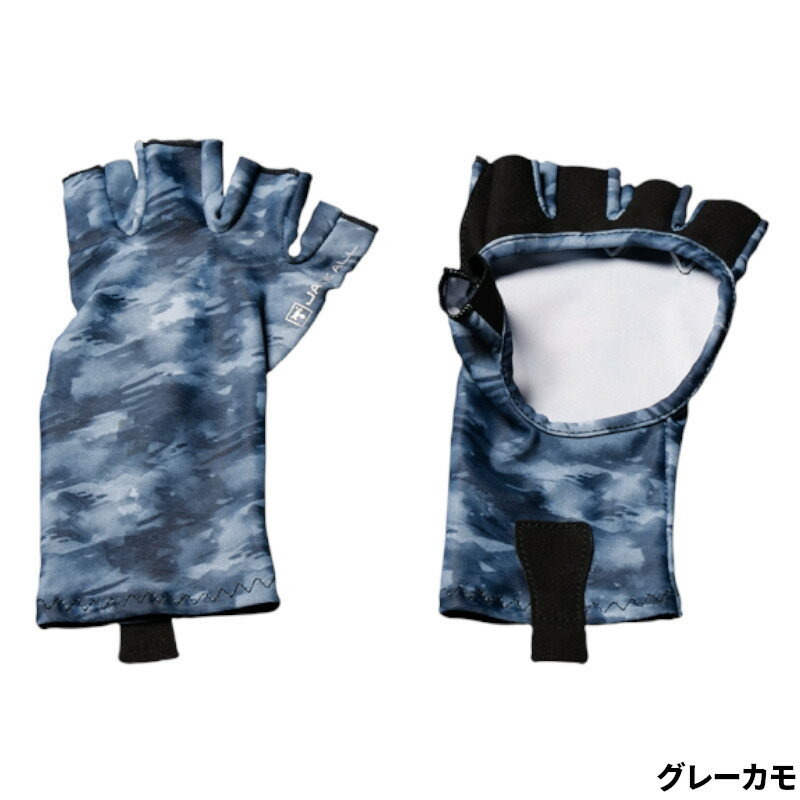 【スーパーSALE！3点購入で最大P26倍！】ジャッカル グローブ 冷感UVカットグローブ M グレーカモ【ゆうパケット】