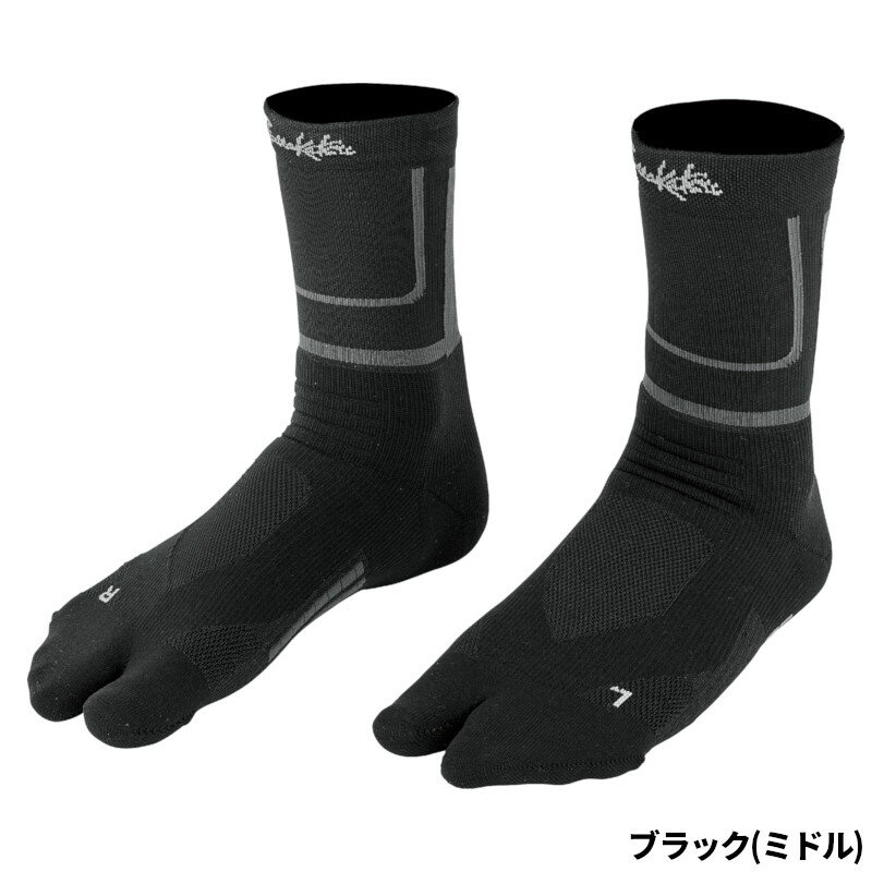 がまかつ ソックス フィッシングソックス(先割) M(25.0-27.0cm) ブラック(ミドル) GM3813