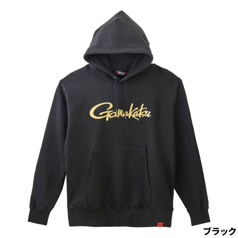 【スーパーSALE！3点購入で最大P26倍！】がまかつ ウェア ロゴフーディ L ブラック GM3790