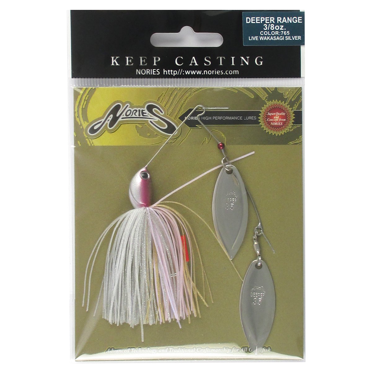 【お買い物マラソン！3点購入でP最大28倍！】ノリーズ スピナーベイト ディーパーレンジ 3/8oz DW 765(ライブワカサギシルバー)【ゆうパケット】