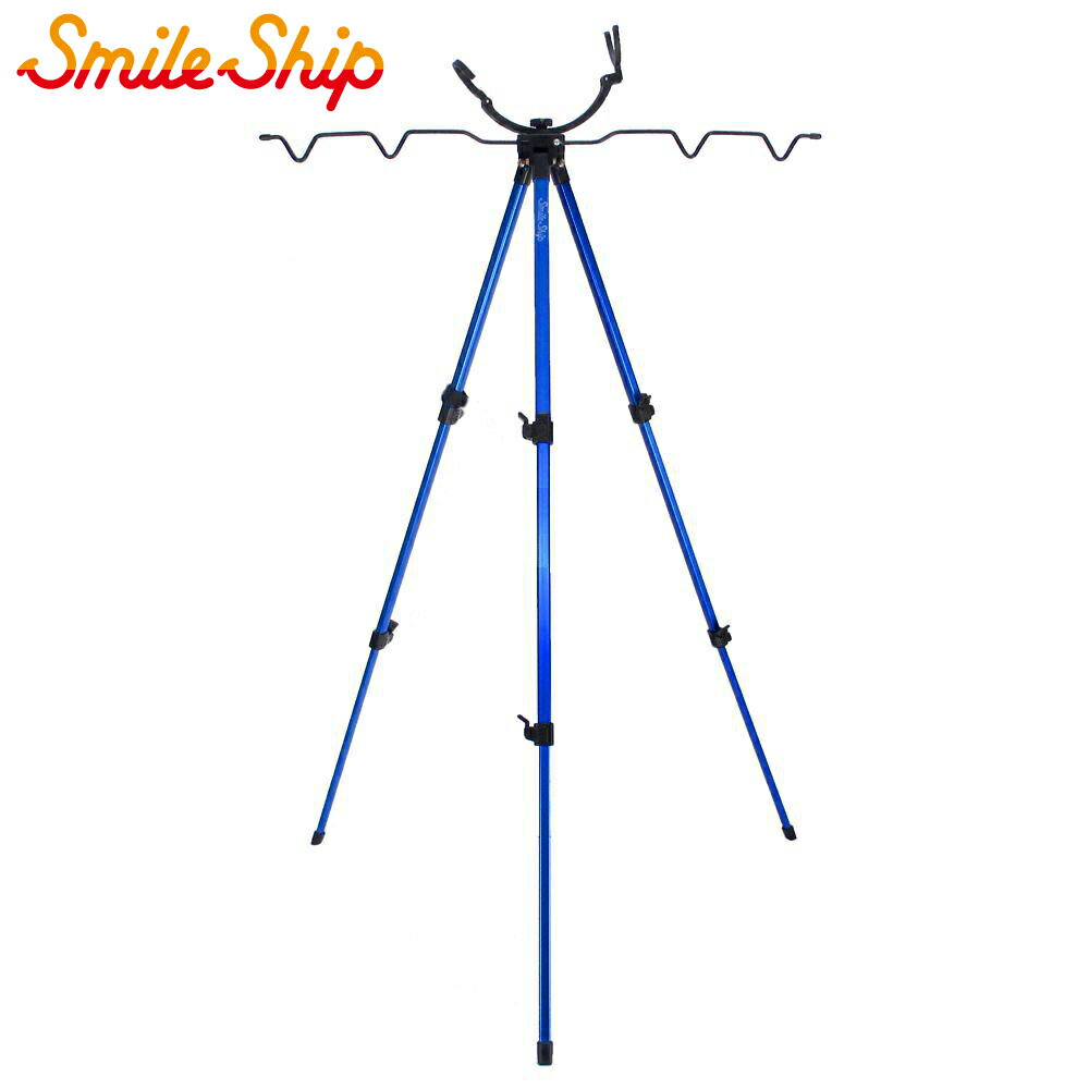 スマイルシップ アルミ三脚 3段 竿掛け付 ブルー