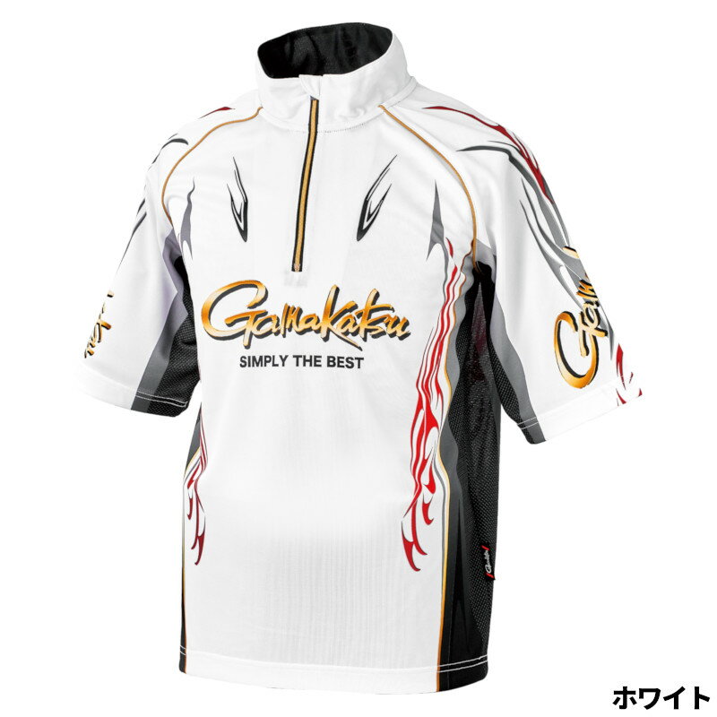 Rakuten - がまかつ ウェア 2WAYプリントジップシャツ(半袖) LL ホワイト GM3815