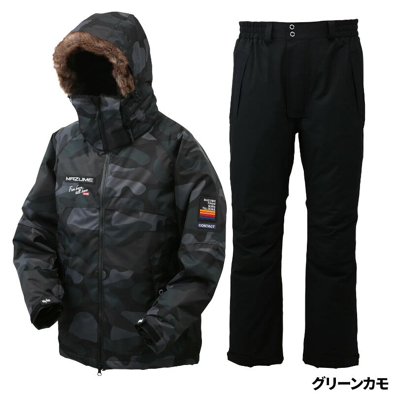 【アウトレット】【現品限り】についてのご注意事項●展示品の為、商品・パッケージにご利用に差し支えない程度のキズ・汚れ・色焼けなどがある場合がございます。ご注文順に商品を引当させて頂きます。商品の状態についてのお問い合わせやご要望にはご回答出来かねますのでご了承下さい。●パッケージ・保証書の無い商品もございます。●別注文との同梱・内容変更・キャンセル・お客様都合での返品交換はお受けできません。●【アウトレット】商品は今後入荷予定がなく売り尽し価格で販売している商品です。●【現品限り】は今後の入荷予定がない商品です。●商品名に【同梱不可】【他商品同時注文不可】と記載されている商品は別倉庫から発送となるため同梱できません。システム上、同時注文が可能ですが、その際は勝手ながらキャンセルとさせて頂きます。キャンセルに伴い、各種キャンペーンの適用など取消となりますが、ご注文条件やポイントの補填・補償等は一切お受けできかねます。また、再度ご注文いただく際に完売となっている場合や、キャンペーン条件が異なる場合がございます。●掲載商品は複数サイトおよび実店舗で併売しています。ご注文タイミングにより欠品し、お取り寄せにお時間を頂く場合やお手配が出来ずにやむを得ずキャンセルさせて頂く場合がございます。●商品画像は代表画像です。仕様変更により商品スペックやパッケージなど変更となる場合がございます。仕様変更に伴う返品、商品交換の際の往復送料はお客様ご負担となります。●店舗都合・お客様都合に依らずご注文内容の修正やキャンセルを行った際に在庫なしとなる場合やポイント、クーポンなど各種キャンペーンが適用外となる場合がございます。大変恐縮ながらこのような場合でも補填などは出来かねますのでご了承下さい。【オレンジブルー/ORANGE and BLUE】素材にはフラッグシップモデルと同等の防水、透湿素材RAY-TEXを使用。[mazume CONTACT ALL WEATHER SUIT]もちろん必須機能の「フィッシングフィット」を採用。ルアーアクション、キャスト精度を損なうことなく防寒性能と動きやすさを両立しています。鼻まで隠れる高さの襟は裏地がボア素材になっており、ファスナーを全て閉めるとネックウォーマーを付けているよう暖かさ!肌触りも抜群です。袖口は伸縮性のあるネオプレーンを使用した二重袖構造。手首の太さに関わらず隙間を無くし、冷風の侵入を防ぎながら体温で暖められた空気を内部に留めます。ブーツカットシルエットのパンツはウインターブーツ着用時でも綺麗なシルエットで見た目もスタイリッシュな仕上がりです。カラー:グリーンカモサイズ:LL≪関連商品≫ブラックヘリンボーン Mブラックヘリンボーン Lブラックヘリンボーン LLブラックヘリンボーン 3Lグリーンカモ Mグリーンカモ Lグリーンカモ LL TKM-04-02-01 MZFW-870