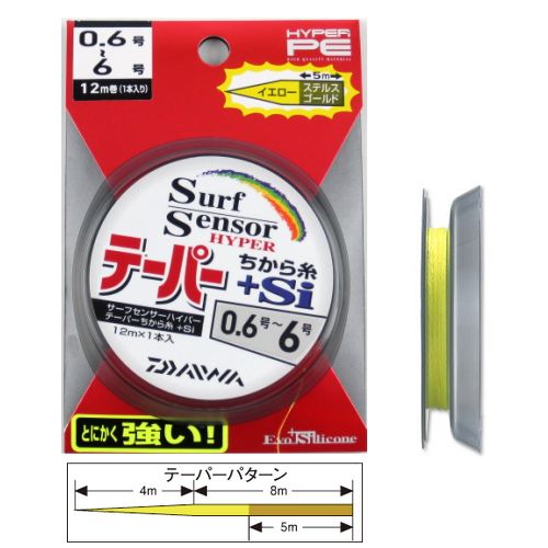 ダイワ サーフセンサー ハイパーテーパー ちから糸＋Si 12m×1本 0．6—6号【ゆうパケット】
