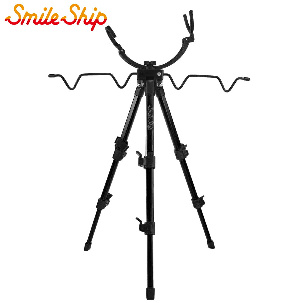 スマイルシップ アルミ三脚 ミニ 3段 竿掛け付 ブラック