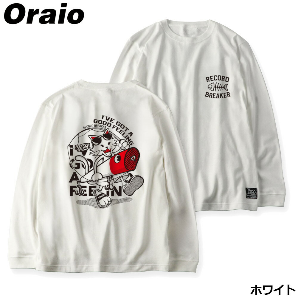 Rakuten - 【現品限り】 ウェア Oraio(オライオ) グラフィックビック ロンT RBネコ L ホワイト