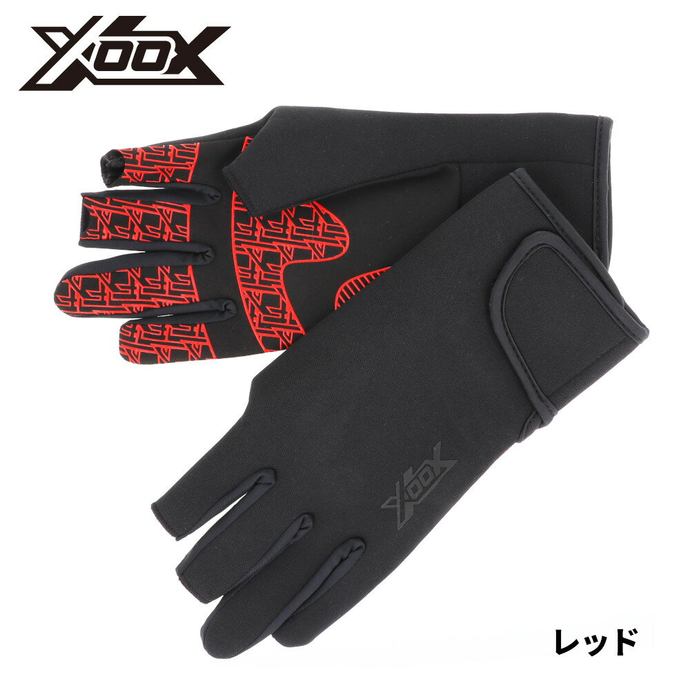 【スーパーSALE！3点購入で最大P26倍！】防寒ウェア XOOX チタニウムグローブ L レッド 3本切