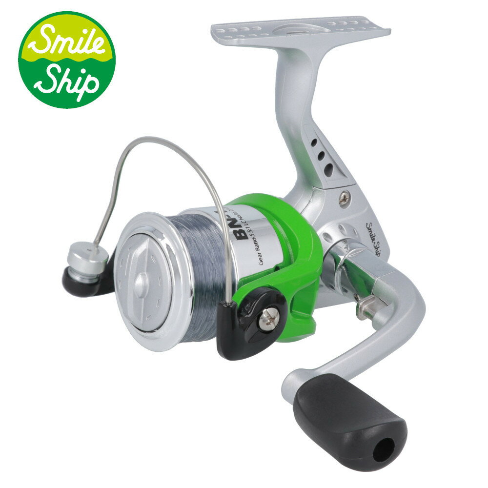 スピニングリール スマイルシップ BN-1 小型糸付きリール グリーン