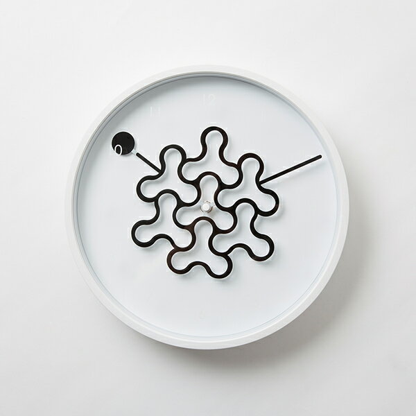 イケックス 掛け時計 27cm タングルクロック 丸型 幾何学模様 壁掛け アイビーブラック