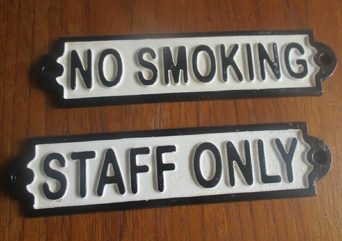 アイアンサイン Iron sign ダルトン DULTON サインプレート ドアプレート NO SMOKING / STAFF ONLY【送料無料】【メール便発送】