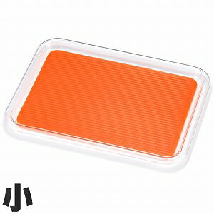 曙産業 トレー クリア マジックトレー 滑り止め付 角 小 264×187mm オレンジ MT-1034 オレンジ
