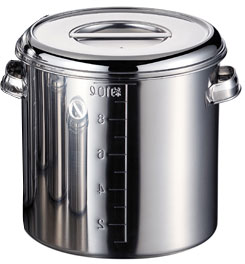 18-8ステンレス製 目盛付深型キッチンポット 22cm 11022-1 (持ち手付き)