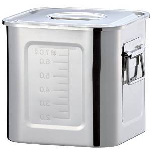 18-8ステンレス製 目盛付角キッチンポット 25.5cm 12255 (持ち手付き)