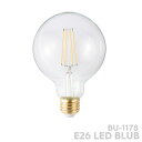 E26-60W LED LIGHT BULB E26/60W相当　G形LED球 SIZE 直径95×全長140mm （クリア） 口金サイズ：E26 消費電力：7.5W (60W相当) 全光束：800lm MATERIAL ガラス 備考 *調光対応LED電球 (クリア) （調光器の種類によって調光できない場合があります）