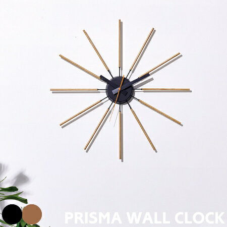 掛け時計 PRISMA プリズマウォールクロック TK-2095 アートワークスタジオ 壁掛け時計 時計 大きい 北欧 ビンテージ かっこいい 静か 連続秒針 スイープ シンプル リビング 寝室 書斎 おしゃれ 音がしない ブラック ブラス ARTWORKSTUDIO