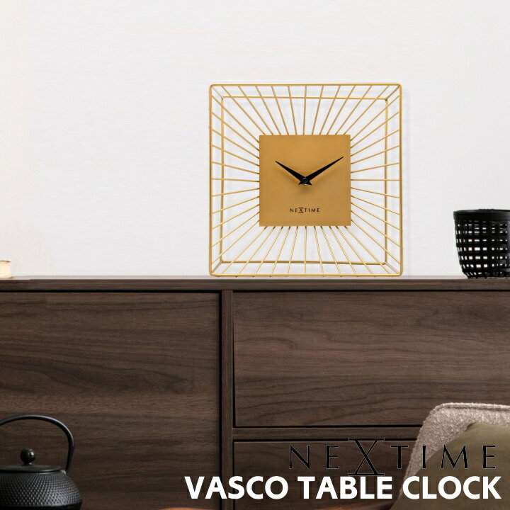 NEXTIME 置き時計 ネクスタイム テーブルクロック VASCO TABLE CLOCK 時計 おしゃれ 連続秒針 静音 静か スイープムーブメント 音がしない リビング 掛け時計 書斎 寝室 北欧 ビンテージ ミッドセンチュリー 高級感 スチール ゴールド NXT-5246