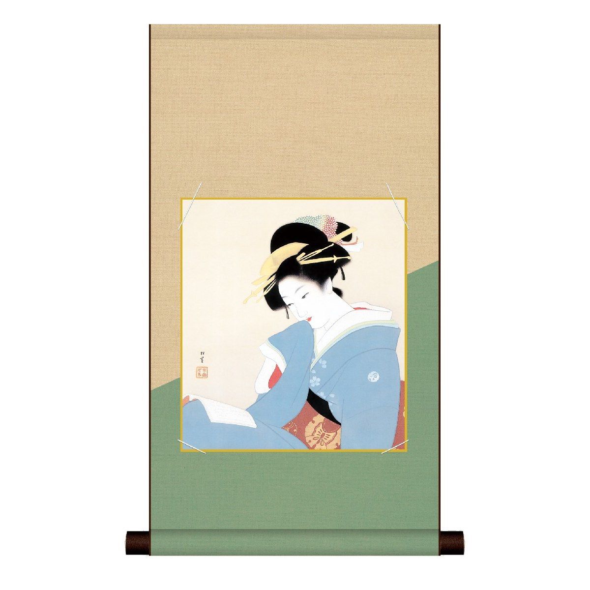 色紙 日本画 インテリア 送料無料 色紙掛・色紙セット 上村松園 つれづれ 高精彩複製画 日本の名画