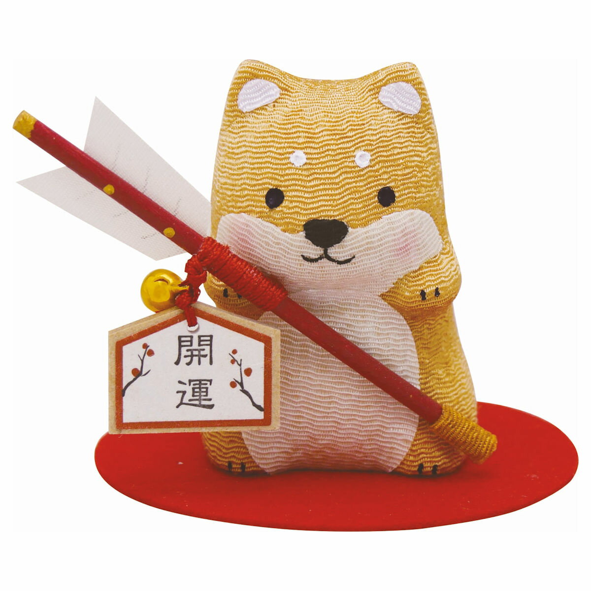 柴犬と破魔矢 敷物付 手作りちりめん細工 縁起物