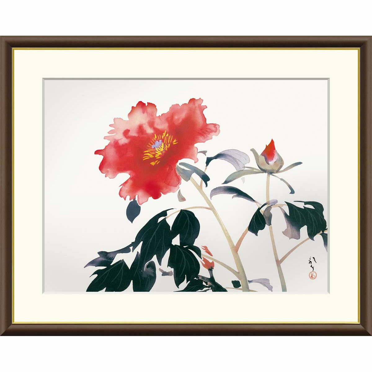 乐天商城 - 絵画 日本の名画 牡丹 川端龍子 額入り インテリア アート 額絵 高精彩複製画 送料無料