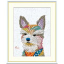 絵画 現代アート ヨークシャーテリア 山口美咲 額入り インテリア アート 額絵 高精彩複製画 送料無料