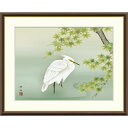 絵画 現代日本画 季節の名鳥 楓に白鷺 長江桂舟 額入り インテリア アート 額絵 高精彩複製画 送料無料