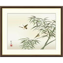 絵画 現代日本画 花鳥画 年中飾り 竹に雀 田村竹世 額入り インテリア アート 額絵 高精彩複製画 送料無料