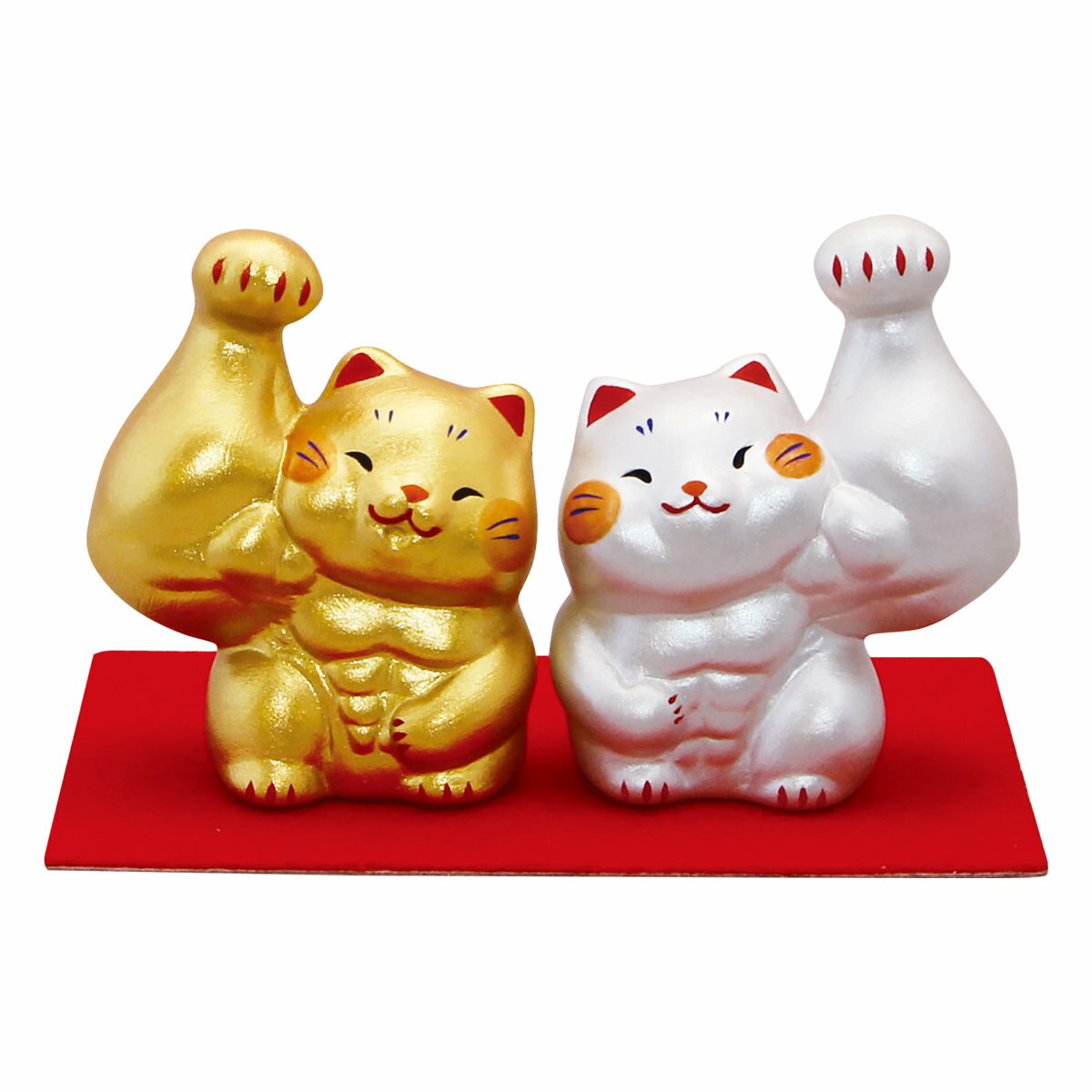 乐天商城 - 剛腕まっちょ招き猫 小 金銀セット 陶細工 和みの和雑貨 置物 ねこ・猫雑貨