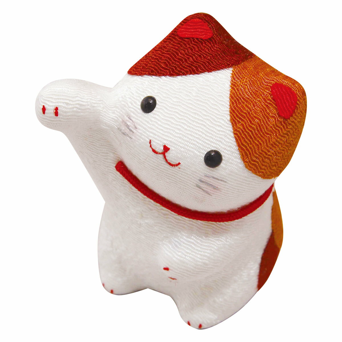 ちりめん じゃれ猫 三毛 手作りちりめん細工 和みの和雑貨 置物 ねこ・猫雑貨