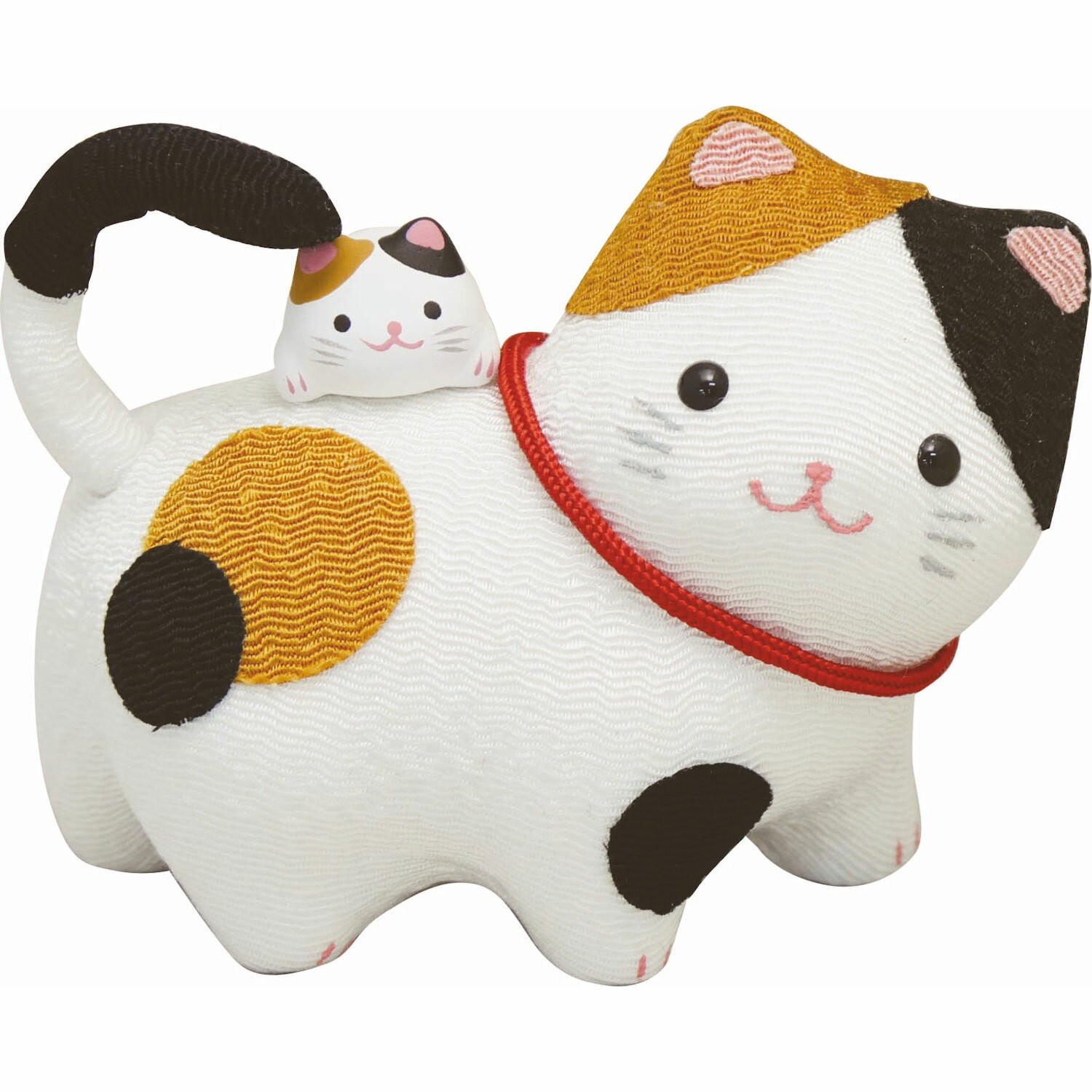 乐天商城 - お散歩三毛猫親子 手作りちりめん細工 和みの和雑貨 置物 ねこ・猫雑貨