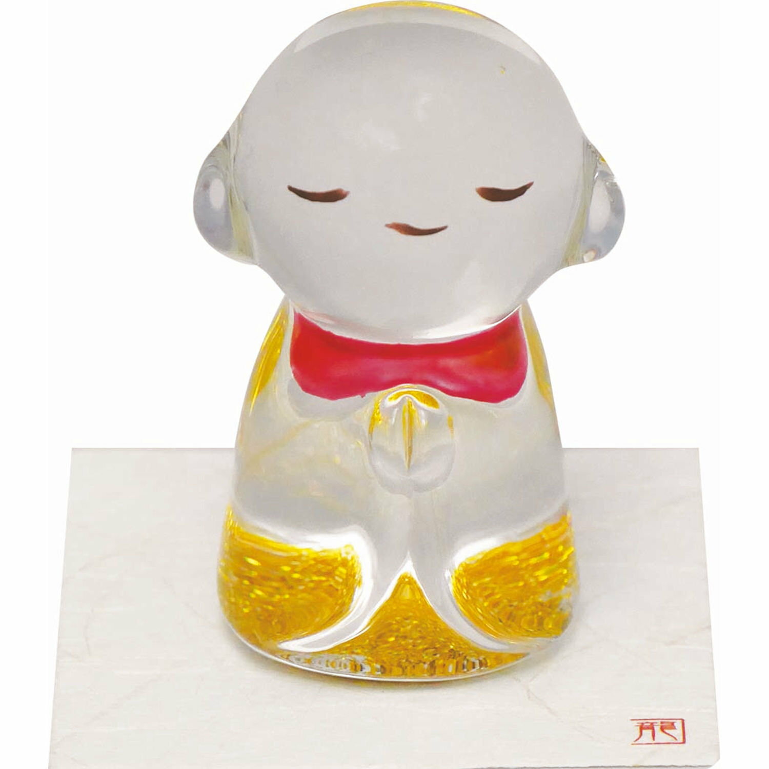 クリスタル 金のお地蔵さん ガラス細工 和みの和雑貨 置物