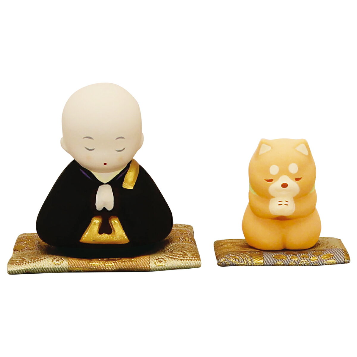 乐天商城 - 感謝の心 お坊さんと犬 黒 陶細工 和みの和雑貨 置物 お盆 お彼岸