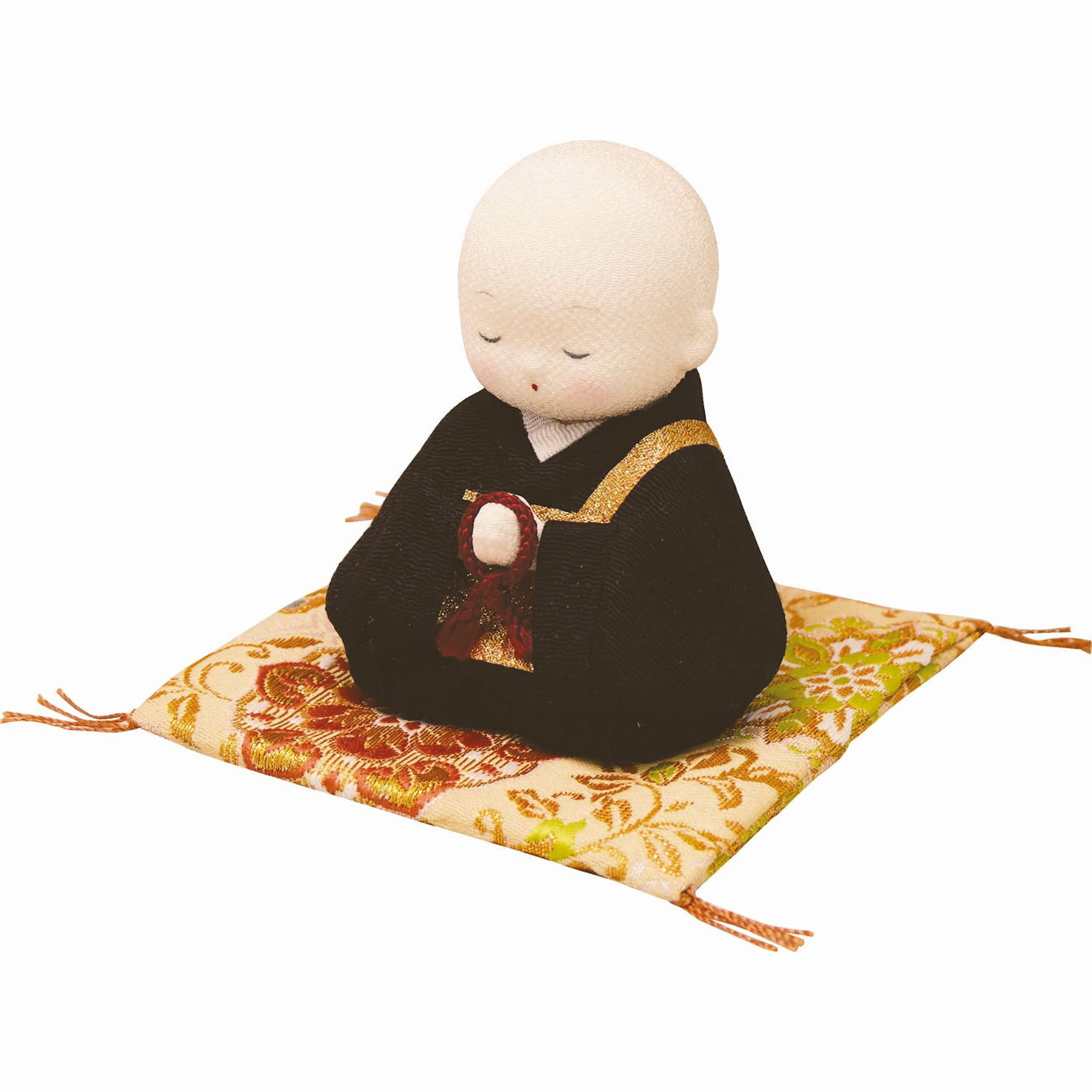 ちりめん お坊さん 大 黒 手作りちりめん細工 和みの和雑貨 置物 お盆 お彼岸