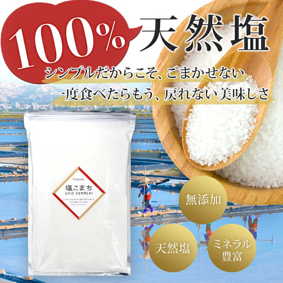 【トップアスリート愛用 】天日塩 天然塩 塩こまち 1kg《送料無料》プロの料理人も絶賛 ミネラル豊富 塩 無添加 飲食店 業務用 ポイント消化 ぬか漬け ぬか床