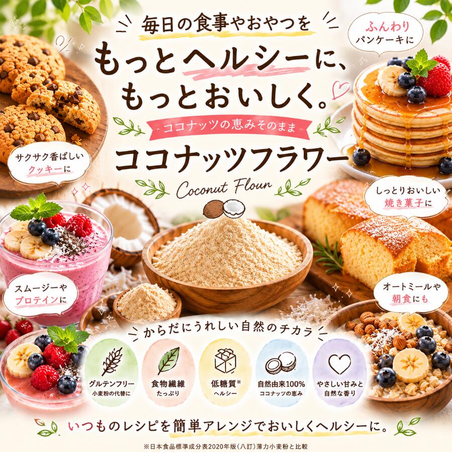 天然 ココナッツフラワー 1kg 大容量《送料無料》無添加 無漂白 無農薬 ココナッツ...