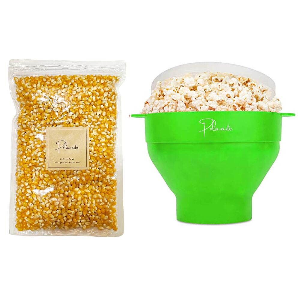 【正規品】Polanite ポップコーンメーカー(赤色)＋無添加 ポップコーン 900g 《送料無料》おうちで簡単 電子レンジでチン 簡単収納 家庭用 電子レンジ調理器 シリコン製 とうもろこし 豆 コーン 種
