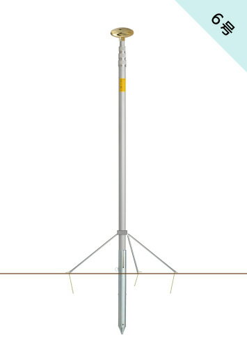 送料無料 【 旗用 スカイポール 6号 扁平球 付 】旗 国旗 社旗 安全旗 フラッグ のぼり アルミ ポール 伸縮 6m 日本製 ポレスト