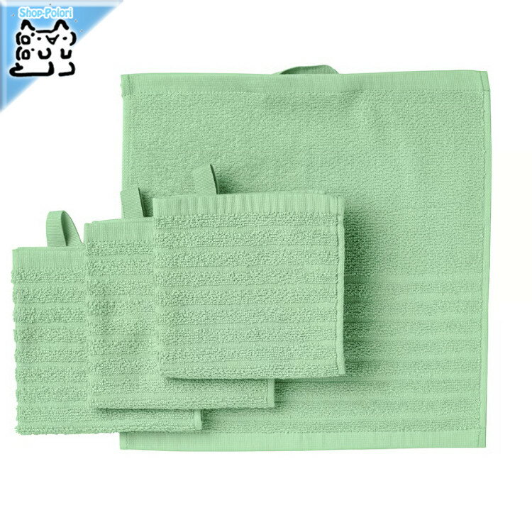 【 IKEA - イケア -】VAGSJON - ヴォーグショーン - タオルハンカチ ライトグリーン 30x30 cm 4 ピース (206.092.14)