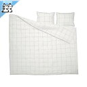 【 IKEA - イケア -】BREDVECKLARE -ブレードヴェックラレ- 掛け布団カバー&枕カバー (枕カバー2枚) ホワイト ブルー/チェック 200x200/50x60 cm (405.793.29)