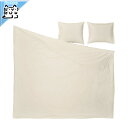 【 IKEA - イケア -】RUNDHAGTORN -ルンドハーグトルン- 掛け布団カバー&枕カバー (枕カバー2枚) ベージュ 200x200/50x60 cm (606.113.85)