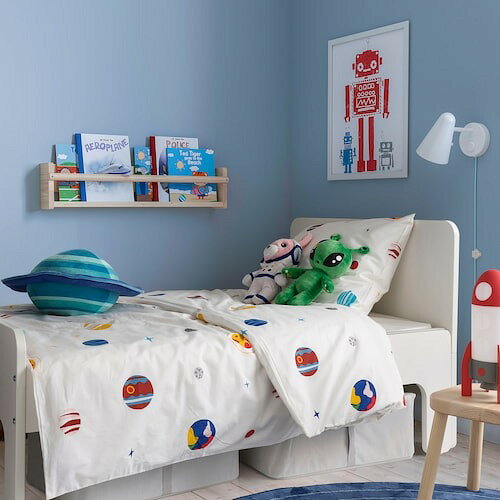 Shop-Polori 楽天市場店の【IKEA Original】AFTONSPARV - アフトンスパルヴ - 掛け布団カバー＆枕カバー 宇宙/マルチカラー 150x200/50x60 cm(905.540.48)｜アングル2