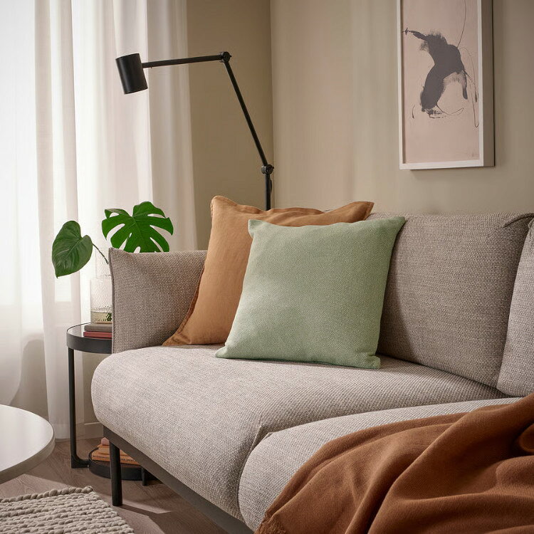 【 IKEA - イケア -】SANDTRAV -サンドトラヴ- クッション グレーグリーン/ホワイト 45x45 cm (505.688.44) [2]