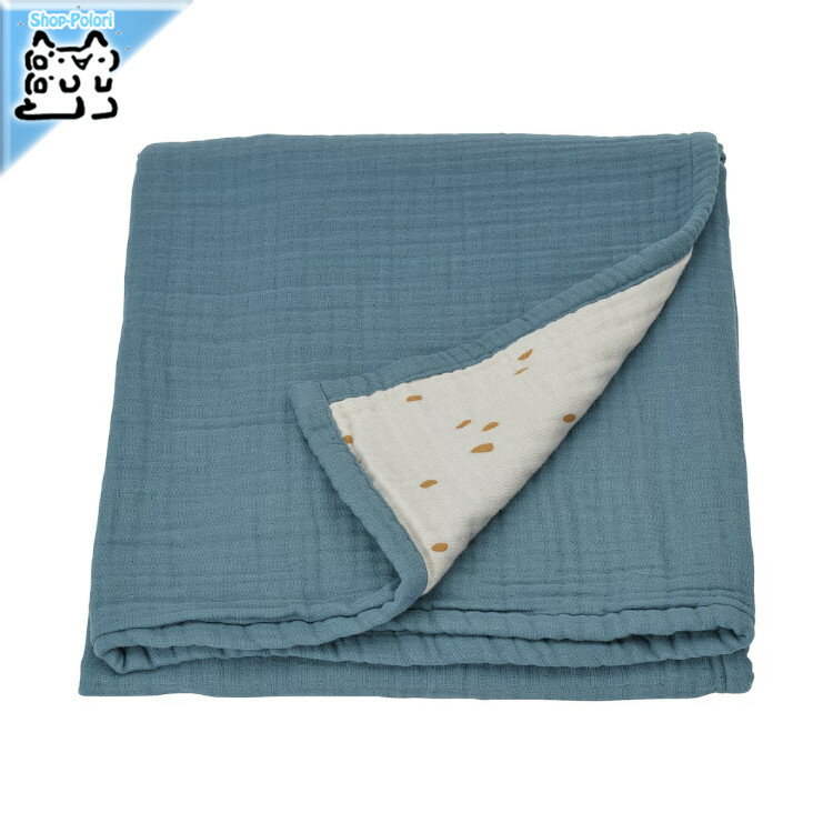 【 IKEA - イケア -】GULDVAVARE -グルドヴァヴェレ- 毛布 おくるみ ベビーブランケット ブルー/ホワイト 水玉模様 80x100 cm (005.302.93)