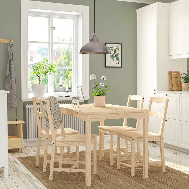 【 IKEA - イケア -】HAGERNAS -ヘーゲルネス- テーブル&チェア4脚 パイン材 4人用 ダイニングセット (106.067.58) [2]