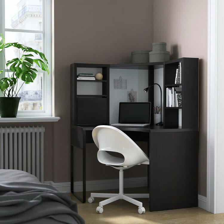 【 IKEA - イケア -】MICKE -ミッケ- コーナーワークステーション 学習机 PCデスク コーナーデスク ブラックブラウン 100x142 cm (303.542.74) [3]