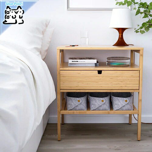 【IKEA -イケア-】NORDKISA -ノールドシーサ- ベッドサイドテーブル 竹 60x40 cm (404.394.66)