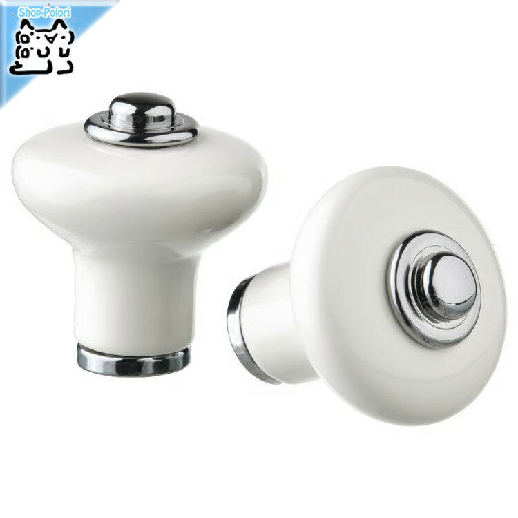 樂天商城 - 【 IKEA - イケア -】KLINGSTORP -クリングストルプ- ノブ オフホワイト/クロムメッキ 23 mm 2 ピース (205.536.79)