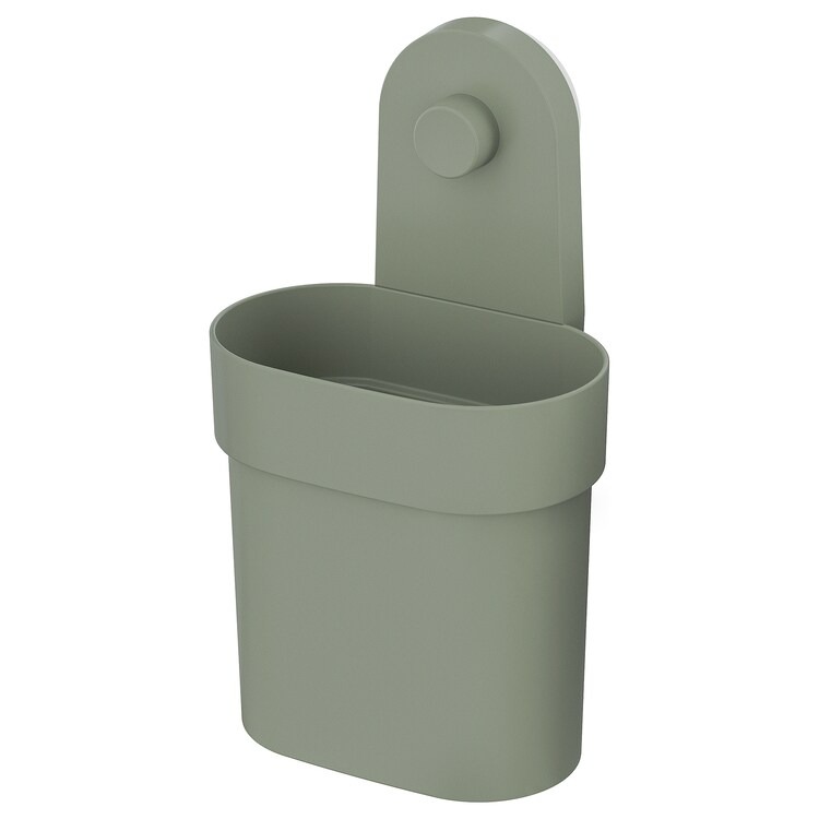 【IKEA -イケア-】OBONAS -オボーネス- 小物入れ 吸盤付き グレーグリーン 21.8 cm (405.155.87)