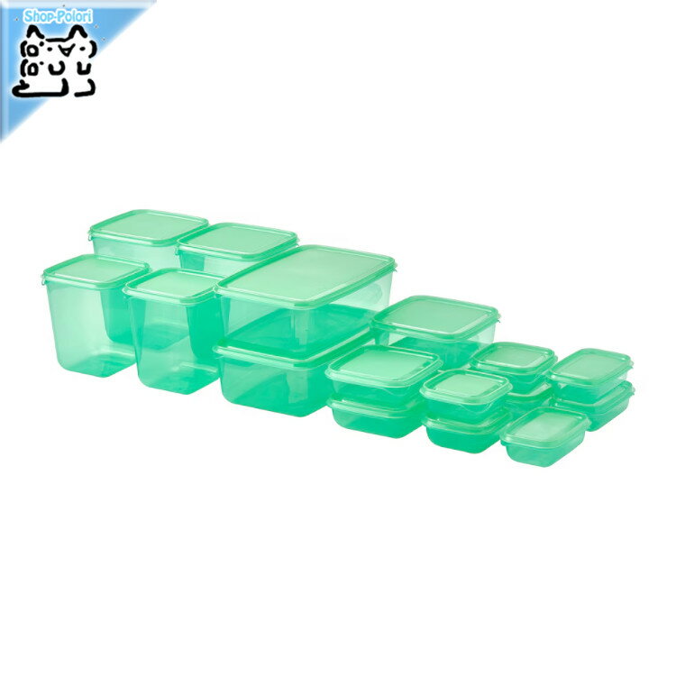 【 IKEA - イケア -】PRUTA -プルータ- 保存容器 ふた付き 17個セット グリーン (705.971.00)のサムネイル